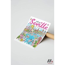 Modiwa Design Sevilla İllüstrasyon Posteri, Çerçevesiz Yüksek Kalite Duvar Afişi - Seyahat Severlere Hediye