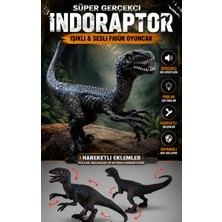 LRS Store Süper Gerçekçi Sesli Işıklı Dinazor İndo Raptor Figür 30 Cm Kapanıp Açılabilen Ağız Hediye Oyuncak Dinozor