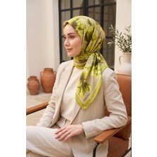 Eys Natural Çiçek Desen Eşarp Serisi Yeşil Olive