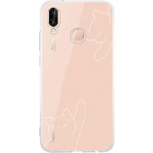 Moonset Huawei P20 Lite Uyumlu Baskılı Yumuşak Silikon Şeffaf Telefon Kılıfı