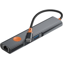 Wiwu WI-HB005 Travel Serisi 5in1 HDMI (4K@60Hz) RJ45 + 100W Pd Type-C Hub Bağlantı Istasyonu Gri