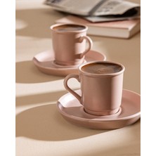Madame Coco Kalre 6 Kişilik 12 Parça Kahve Fincan Seti - Pudra - 90 ml