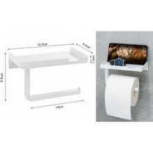 Usm Tuvalet Kağıdı Askılığı - Raflı ve Yapışkanlı - Matkapsız Banyo Aksesuarı