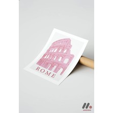 Modiwa Design Roma Kolezyum Pembe Poster, Çerçevesiz Yüksek Kalite Duvar Afişi - Motivasyon Hediyesi