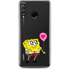 Moonset Huawei P30 Lite Uyumlu Baskılı Yumuşak Silikon Şeffaf Telefon Kılıfı