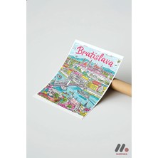 Modiwa Design Bratislava Illüstrasyon Posteri Yüksek Kalite Duvar Afişi - Seyahat Severlere Hediye