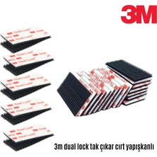 SLC Marketim 3m Dual Lock Kendinden Yapışkanlı Tak Çıkar Sabitleme Bandı 2,5cm x 2cm Siyah 5 Çift 10 Adet
