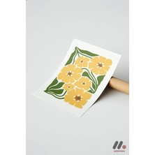Modiwa Design Retro Sarı Çiçek Deseni Yüksek Kalite Duvar Afişi - Motivasyon Hediyesi