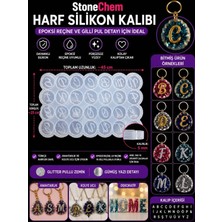 Stonechem Harf Silikon Kalıbı 45X25 cm – Epoksi Reçine Anahtarlık ve Kolye Ucu Kalıbı (Türkçe Alfabe) 4.5 cm
