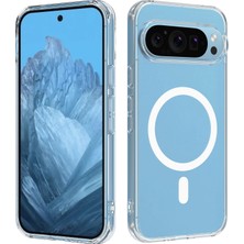 Caseonn Google Pixel 9 Pro Kılıf Magsafe Özellikli Sararmaz Kristal Sert Kapak Şeffaf