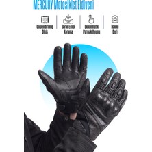 nukrowear Nukro Mercury Siyah Deri Motosiklet Eldiveni Ce Sertifikalı Korumalı Dokunmatik Motorcu Eldiveni