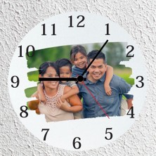 Hediye Vakti Kişiye Özel Fotoğraf Baskılı Cam Duvar Saati 30X30 cm - Resimli Aile Saati Ev Hediyesi