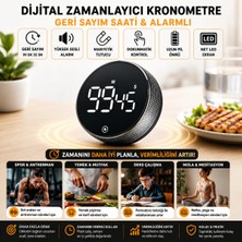 Polham Şarjlı Dijital Zamanlayıcı Kronometre, Spor,Yemek,Ders Çalışmak Için Geri Sayım Saati, Alarmlı