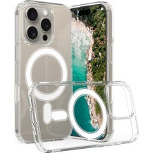 Caseonn Apple iPhone 16 Pro Kılıf Magsafe Özellikli Sararmaz Kristal Sert Kapak Şeffaf