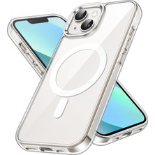 Caseonn Apple iPhone 14 Kılıf Magsafe Özellikli Sararmaz Kristal Sert Kapak Şeffaf