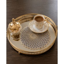 Lena Maison 6 Adet Nakışlı Kokteyl & Kahve Sunum Peçetesi Altın