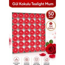 Arkhelais Tealight Mum 50 Adet Gül Kokulu Kırmızı Tea Light Mum Dekoratif Romantik Kokulu Mum