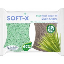 Soft-X Sisal + Selüloz Doğal  Bulaşık Süngeri 2'li Eko Paket