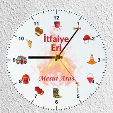 Hediye Vakti Kişiye Özel Isimli Itfaiyeci Cam Duvar Saati 30X30 cm - Itfaiye Eri Meslek Hediyesi