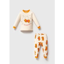 Bamoola Turuncu Ayı Baskılı  %100 Pamuk 2’li Bebek&çocuk Pijama Takımı
