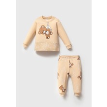 Bamoola Kahve Ayıcık Baskılı  %100 Pamuk 2’li Bebek&çocuk Pijama Takımı