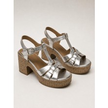 Butik Noble Shoes Hakiki Deri Platform Topuk Kadın Sandalet