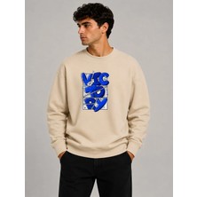 herkesemoda Victory Baskı Detaylı Bisiklet Yaka Şardonlu 2 Iplik Sweatshirt