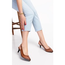 Gondol Kadın Hakiki Deri Orta Boy Topuk Stiletto VDT.230 Taba