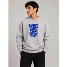 herkesemoda Victory Baskı Detaylı Bisiklet Yaka Şardonlu 2 Iplik Sweatshirt