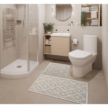Woof Home 2 Li Bukle Banyo Takımı (Banyo Tekstili/modern/doğal/sade/şık Kaymaz Taban)