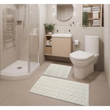 Woof Home 2 Li Bukle Banyo Takımı (Banyo Tekstili/modern/doğal/sade/şık Kaymaz Taban)