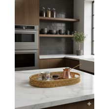 Woof Home Hasır Çok Amaçlı Tepsi Sunumluk 40X30CM Büyük Boy (Kahve Sunumluk) (1 Adet)