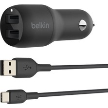 Belkin 24W 2 Port USB Siyah Hızlı Araç Şarj Cihazı Outlet