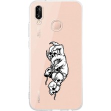 Moonset Huawei P20 Lite Uyumlu Baskılı Yumuşak Silikon Şeffaf Telefon Kılıfı