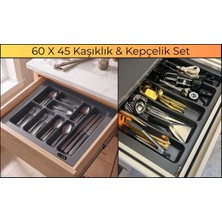 ALMITAL 60x45 cm. Antrasit Kaşıklık ve Kepçelik 2'li Set 59x41CM ‘E KADAR KESİLEBİLİR