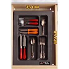 ALMITAL 35X45 Antrasit Çekmece Içi Kaşıklık 6 Gözlü Ürünü 31*41 Cm'e Kadar Kesebilirsiniz