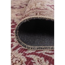 Artloop Relic Bordo Krem Vintage Klasik Madalyon Desenli Dokuma Tabanlı Şönil Halı Al 601
