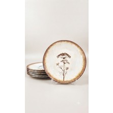 Tezyinat Wood Terra Porselen 6'lı Pasta Tabağı Seti