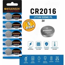 Wilkinson CR2016 Lithium Düğme Pil 3V Pil (5 Adet)