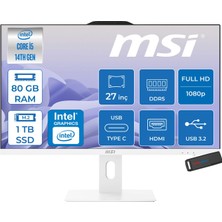 MSI Msı Pro AP272P 14M-868XEU Intel Core I5-14400 Upto 4,7 Ghz 80GB Ddr5 1tb SSD 1920×1080 (Fhd 27″ıps 100HZ 250NITS Beyaz Freedos Allınone Bilgisayar 868XEUF28+ZETTAUSBBELLEK