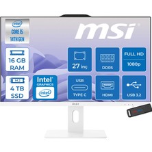 MSI Msı Pro AP272P 14M-868XEU Intel Core I5-14400 Upto 4,7 Ghz 16GB Ddr5 4tb SSD 1920×1080 (Fhd 27″ıps 100HZ 250NITS Beyaz Freedos Allınone Bilgisayar 868XEUF05+ZETTAUSBBELLEK