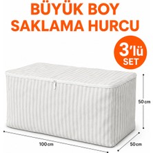 Arkhelais 3’lü Büyük Boy Saklama Hurç Seti Yorgan Battaniye Kıyafet İçin 100 cm x 50 cm Organizer