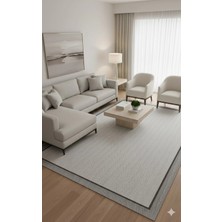 Woof Home Sisalya Modern Sisal Jüt Dokuma Kilim Hasır Yıkanabilir Halı Beyaz Gri