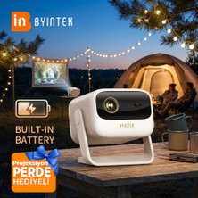 Byintek U90 Max DLP Full HD 1080P Taşınabilir Projeksiyon Cihazı, 700 ANSI Lümen, Google TV Lisanslı (Resmi Netflix), TOF Otomatik Odaklama, MEMC, 20800mAh Batarya, 20W Ses, Ev İçin Çift Bantlı Wi-Fi