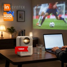 Byintek U4 Projeksiyon Cihazı 1080P LED WiFi 6 BT 5.0, Otomatik Odaklama, 400 ANSI Lümen, Ev Sineması, Dış Mekan, İş, Oyun, Eğitim Amaçlı