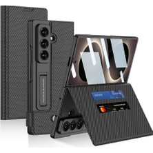 Nezih Case Galaxy Z Fold 8 Ultra Uyumlu Suni Deri Tasarımlı Kıpta Kartlıklı Standlı Kapak