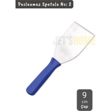 Jet's Home Börek Kesici Paslanmaz Çelik Pasta Spatulası Pizza Kesici Mavi Saplı No:2 Çap 9 cm