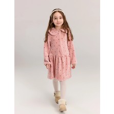 Lc Waikiki Yeni Sezon Bebe Yaka Çiçekli Kadife Kız Çocuk Elbise