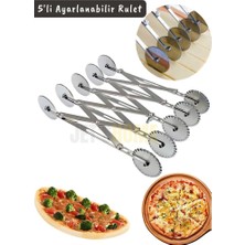 Jet's Home 5’li Hamur Kesme Ruleti Ayarlanabilir Makarna Kesici Pizza Kesici Hamur Kesici Paslanmaz Çelik