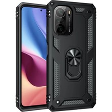 Renas Store Xiaomi Poco F3 Kılıf Sofya Yüzüklü Silikon Kapak - Siyah